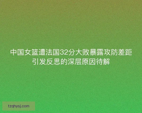 中国女篮遭法国32分大败暴露攻防差距引发反思的深层原因待解